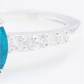 No Reserve 925 Sterling Silver 1.08 Ct Oval Paraiba Topaz Cubic Zirconia Ring 9 US Ring Size