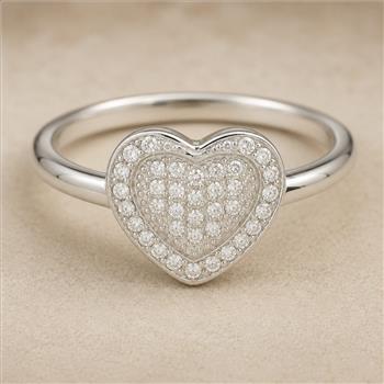 No Reserve 925 Sterling Silver 1.09 Ct Cubic Zirconia Ring 7 US Ring Size