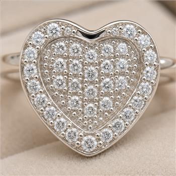 No Reserve 925 Sterling Silver 1.13 Ct Cubic Zirconia Ring 7.5 US Ring Size