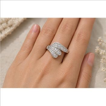 No Reserve 925 Sterling Silver 1.14 Ct Cubic Zirconia Ring 7 US Ring Size