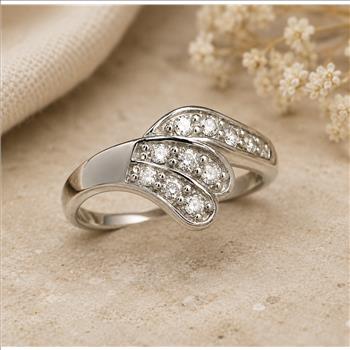 No Reserve 925 Sterling Silver 1.14 Ct Cubic Zirconia Ring 7 US Ring Size