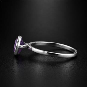 No Reserve 925 Sterling Silver 1.15 Ct Heart Amethyst Ring