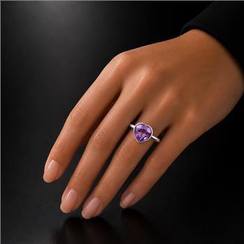 No Reserve 925 Sterling Silver 1.15 Ct Heart Amethyst Ring