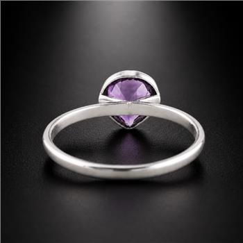 No Reserve 925 Sterling Silver 1.15 Ct Heart Amethyst Ring