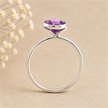 No Reserve 925 Sterling Silver 1.15 Ct Heart Amethyst Ring