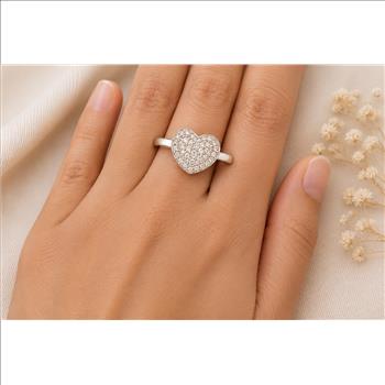No Reserve 925 Sterling Silver 1.18 Ct Cubic Zirconia Ring 7 US Ring Size