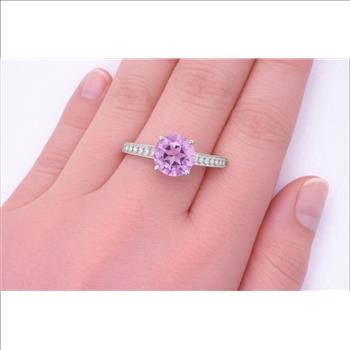 No Reserve 925 Sterling Silver 1.20 Ct Round Amethyst Cubic Zirconia Ring