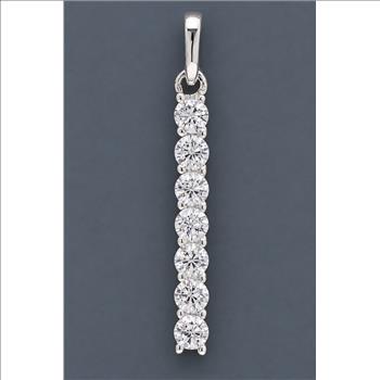 No Reserve 925 Sterling Silver 1.20 Ct Round Cubic Zirconia Pendant