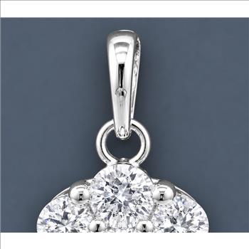 No Reserve 925 Sterling Silver 1.20 Ct Round Cubic Zirconia Pendant