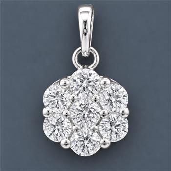 No Reserve 925 Sterling Silver 1.20 Ct Round Cubic Zirconia Pendant