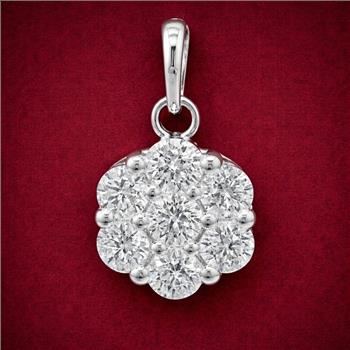 No Reserve 925 Sterling Silver 1.20 Ct Round Cubic Zirconia Pendant