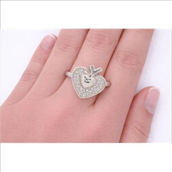 No Reserve 925 Sterling Silver 1.21 Ct Cubic Zirconia Ring 6.5 US Ring Size