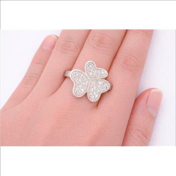 No Reserve 925 Sterling Silver 1.21 Ct Cubic Zirconia Ring 6.5 US Ring Size