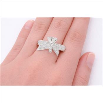 No Reserve 925 Sterling Silver 1.21 Ct Cubic Zirconia Ring 6.5 US Ring Size