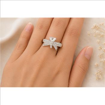 No Reserve 925 Sterling Silver 1.21 Ct Cubic Zirconia Ring 6.5 US Ring Size