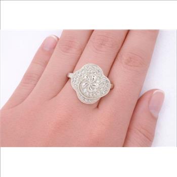 No Reserve 925 Sterling Silver 1.22 Ct Cubic Zirconia Ring 7 US Ring Size