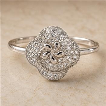 No Reserve 925 Sterling Silver 1.22 Ct Cubic Zirconia Ring 7 US Ring Size