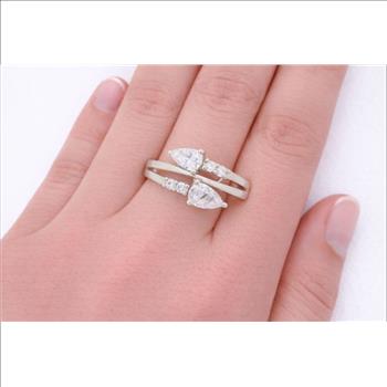 No Reserve 925 Sterling Silver 1.25 Ct Cubic Zirconia Ring 8  US Ring Size