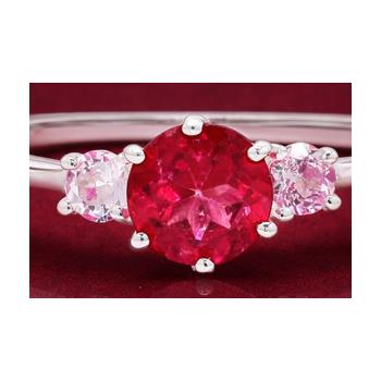 No Reserve 925 Sterling Silver 1.34 Ct Round Pink Topaz Ring 9 US Ring Size