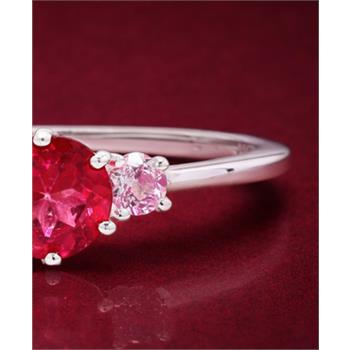 No Reserve 925 Sterling Silver 1.34 Ct Round Pink Topaz Ring 9 US Ring Size