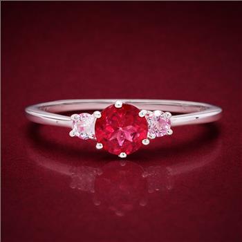 No Reserve 925 Sterling Silver 1.34 Ct Round Pink Topaz Ring 9 US Ring Size
