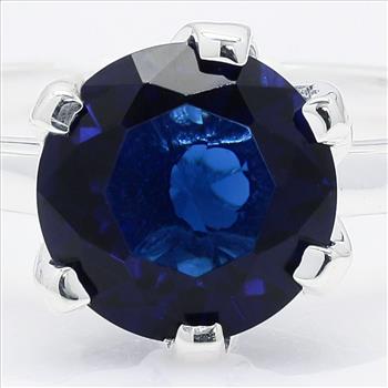 NO RESERVE 925 Sterling Silver 1.43 Ct Round Created Sapphire Ring 9 US Ring Size
