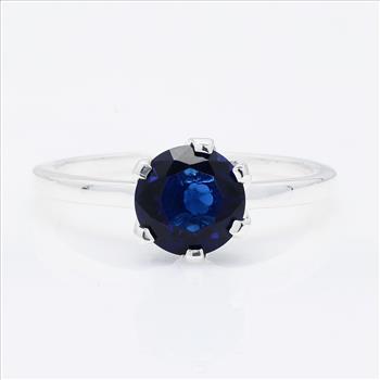 NO RESERVE 925 Sterling Silver 1.43 Ct Round Created Sapphire Ring 9 US Ring Size