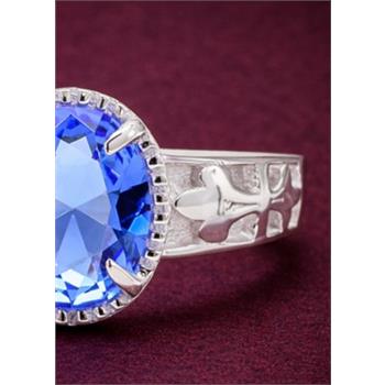 NO RESERVE 925 Sterling Silver 1.46 Ct Oval Created Tanzanite Ring 9 US Ring Size