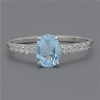 NO RESERVE 925 Sterling Silver 1.49 Ct Oval Blue Topaz Cubic Zirconia Ring 9 US Ring Size