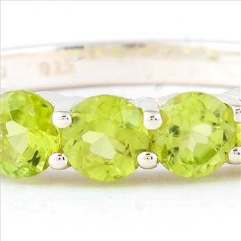 NO RESERVE 925 Sterling Silver 1.57 Ct Round Peridot Ring 7 US Ring Size