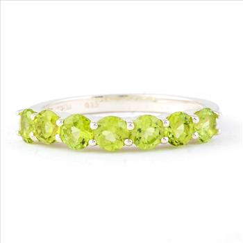 NO RESERVE 925 Sterling Silver 1.57 Ct Round Peridot Ring 7 US Ring Size
