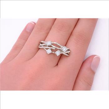 No Reserve 925 Sterling Silver 1.72 Ct Cubic Zirconia Ring 7.5 US Ring Size