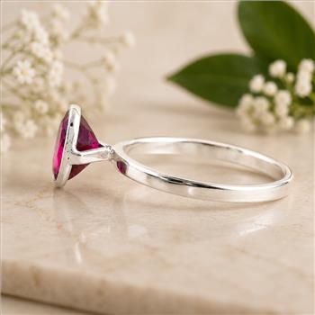 No Reserve 925 Sterling Silver 1.72 Ct Oval Created Ruby Ring