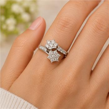 No Reserve 925 Sterling Silver 1.75 Ct Cubic Zirconia Ring 7 US Ring Size