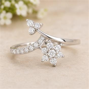 No Reserve 925 Sterling Silver 1.78 Ct Cubic Zirconia Ring 7 US Ring Size