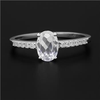 NO RESERVE 925 Sterling Silver 1.90 Ct Oval White Topaz Cubic Zirconia Ring 9 US Ring Size