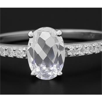 NO RESERVE 925 Sterling Silver 1.90 Ct Oval White Topaz Cubic Zirconia Ring 9 US Ring Size