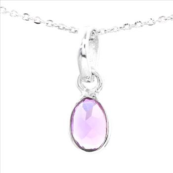 No Reserve 925 Sterling Silver 2.06 Ct Oval Amethyst Pendant