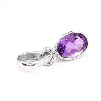 No Reserve 925 Sterling Silver 2.06 Ct Oval Amethyst Pendant