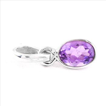 No Reserve 925 Sterling Silver 2.06 Ct Oval Amethyst Pendant