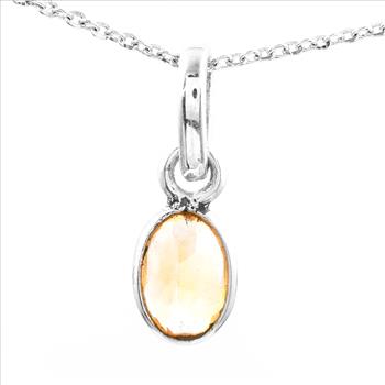 No Reserve 925 Sterling Silver 2.17 Ct Oval Citrine Pendant