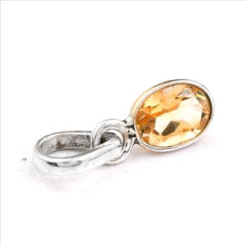 No Reserve 925 Sterling Silver 2.17 Ct Oval Citrine Pendant