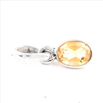 No Reserve 925 Sterling Silver 2.17 Ct Oval Citrine Pendant