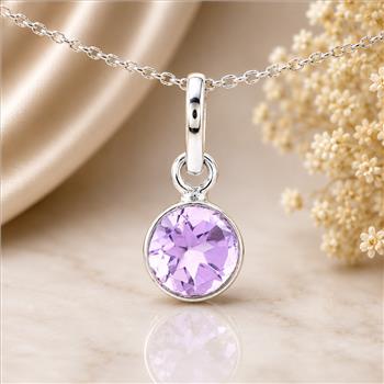 No Reserve 925 Sterling Silver 2.30 Ct Round Amethyst Pendant