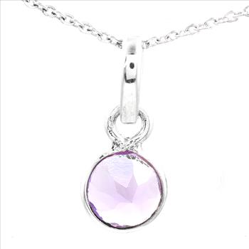 No Reserve 925 Sterling Silver 2.30 Ct Round Amethyst Pendant