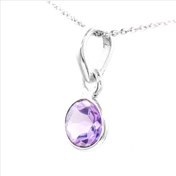 No Reserve 925 Sterling Silver 2.30 Ct Round Amethyst Pendant