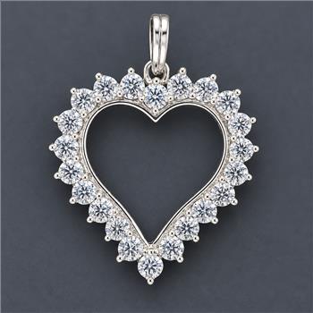 No Reserve 925 Sterling Silver 2.31 Ct Round Cubic Zirconia Pendant