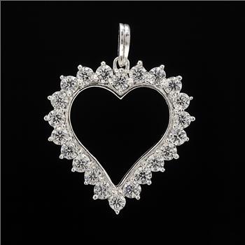 No Reserve 925 Sterling Silver 2.31 Ct Round Cubic Zirconia Pendant