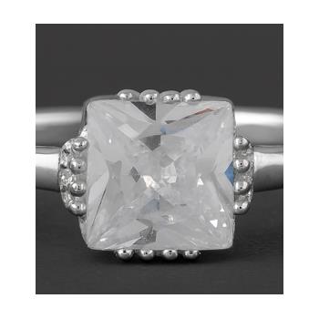 No Reserve 925 Sterling Silver 2.66 Ct Square Cubic Zirconia Ring