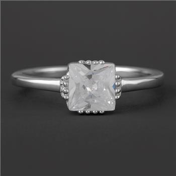 No Reserve 925 Sterling Silver 2.66 Ct Square Cubic Zirconia Ring